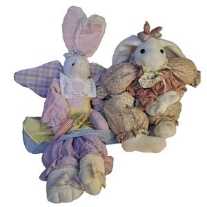 Lot Of 2 Vintage Stuffed Bunnies